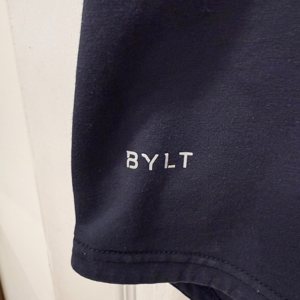 BYLT Premium Basics Navy Blue T Shirt L Lux Workout Tee Solid Short Sleeve Solid - Picture 2 of 7